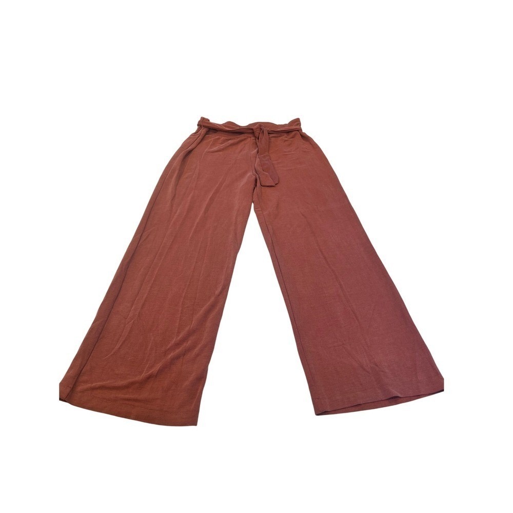 Wide Leg‎ Tie Waist Pants Lounge Casual Comfy Flowy Women's Medium Brown